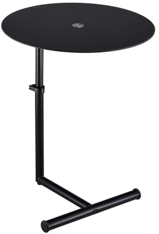 IDIMEX Beistelltisch Leonie höhenverstellbar, Schwarz, Metallgestell, Sicherheitsglas, ideal für Wohnzimmer, höhenverstellbar Couchtisch, runder Beistelltisch.