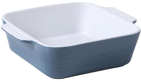 DOWAN 8x8 Baking dish, Square Baking Pan, Ceramic Casserole Dishes for Oven, Cake Pan with Handle, for Brownie, Lasagna, Casserole, 2 Quart, Home Gift, Airy Blue