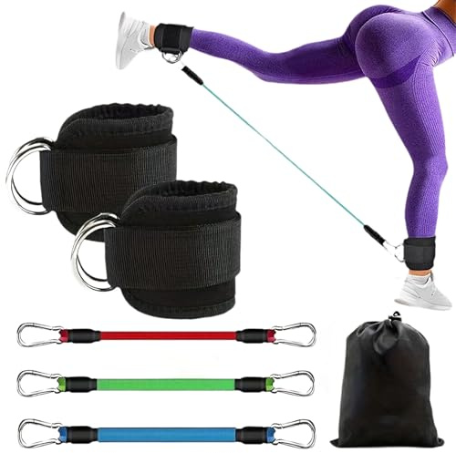 syiyunran kickbacks fußschlaufe kabelzug - 1 satz für fitness training am ankle straps fußfesseln damen und herrenankle unisex fußschlaufen stark gepolstert herren frauen männer schwarz