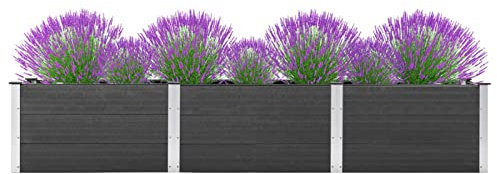 ShGaxin Garten-Hochbeet 300x50x54 cm WPC Grau, Palettenrahmen, Hochteich, Gemüsebeet, Kräuterregal Balkon, Blumenbeet, Kräuterspirale, Tomatenbeet, Pflanzhochbeet - 318099