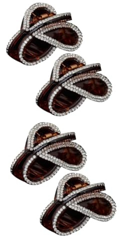IWOWHERO 4pièces Pince à Cheveux Acétate Et Accessoire Élégant Forme De Couleur Marron