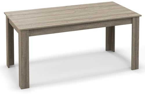 RELAX4LIFE Tavolo da Pranzo Rettangolare 160cm,Moderno in Legno per 4-6 Persone, da Sala/Cucina Classico, 160x80x76cm, Nero (Naturale)