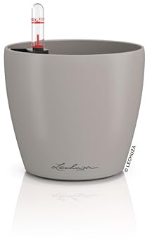 LECHUZA Classico Color 12 16692 Pot de Fleurs avec système d'irrigation, indicateur de Niveau d'eau et bac à Plantes, Surface Mate, diamètre 13 x 12 cm, Marron Sable
