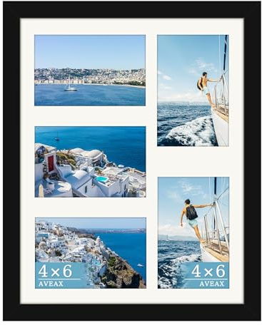 AVEAX 11x14（28x36 cm） Photo Frame Display Five Pictures 4x6 Frames Multiple Photos, Black