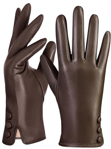 GSG SINCE 1998 Lederhandschuhe Damen Gefüttert Echtleder | Touchscreen Handschuhe Damen Leder aus chromfreiem Schaffell mit Woll- oder Fleecefutter, warme Winterhandschuhe Echtleder