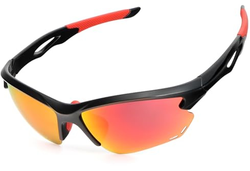 UVTQSSP Sportbrille Fahrradbrille Herren Damen, Frauen Polarisierte Sonnenbrille UV-Schutz TR90 Ultraleichter Rahmen Halbrand Laufbrille with Belüftungsöffnungen