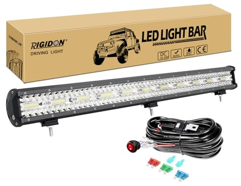 RIGIDON 31 pouces 79 cm 660W barre de led 4x4 avec 12V faisceau câblage kit | étanche, 6000K blanc, barre lumineuse led, éclairage, pour offroad véhicules voiture tracteur camions ATV 4x4, auxiliaire