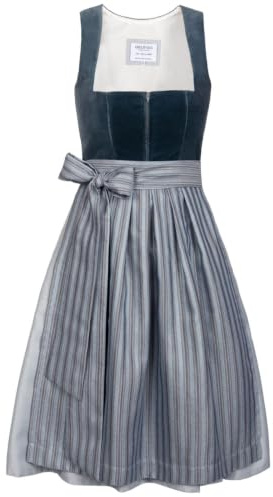 Edelnice Trachtenmode Midi Dirndl Veronika Samt Petrol inkl. traditioneller Dirndlschürze - Fällt eine Nr. größer aus!