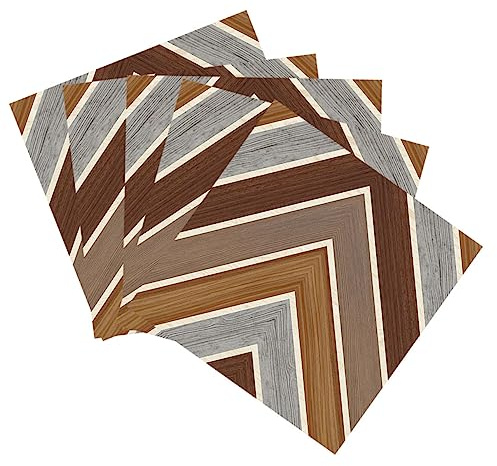 Tofficu Pegatinas Autoadhesivas para Suelo Pvc Diseño de Madera, 5 Piezas, Resistente al Agua Desgaste, Ideales para Baño y Oficina, Fácil Instalación DIY