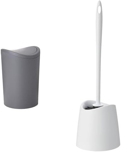 Tatay Papelera y Escobilla Baño | Papelera Baño con Tapa Basculante Gris | Capacidad 6L | Escobilla WC Modelo Blanca | Material Resistente y 100% Reciclable | Fabricados en España