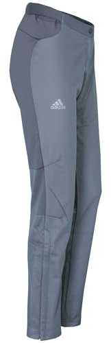 adidas Damen Outdoorhose Athleten Pant, Winddichte Softshell-Hose mit Reißverschluss, Wandern, Skilanglauf, Laufen, Wintersport (DE/NL/SE/PL, Numerisch, 32, Grau (Onix/Vis Green))