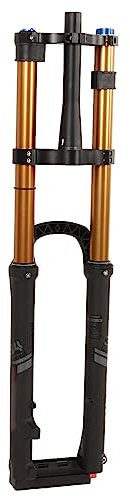 Tbest Fourche Avant à Suspension pour VTT 29 Pouces, Alliage D'aluminium, Double épaulement, Pivot Conique, Verrouillage Manuel, Dorée, pour VTT
