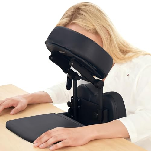 EBANKU Kit de masaje portátil de masaje boca abajo para escritorio y mesa, reposacabezas ajustable, almohada facial y almohadilla para el pecho, color negro