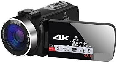 Caméra vidéo numérique Professionnel 4K caméscope Fill Light Vlogging Kit for Le Streaming avec 16X Zoom Photographie Cadeau pour débutants(16G SD Card,Standard)