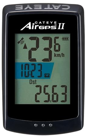 CatEye Air GPS - Ordenador de 2 ciclos inalámbrico GPS para Bicicleta con Seguimiento de Velocidad, Distancia y Rendimiento, Compacto y Ligero