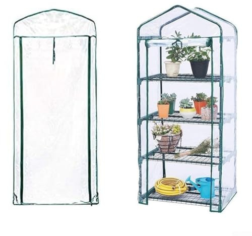 ZYNCUE Bâche de serre à 4 étages en PVC transparent pour plantes - 69 x 49 x 158 cm - Protection résistante aux intempéries et au gel - Pour balcon, terrasse, jardin