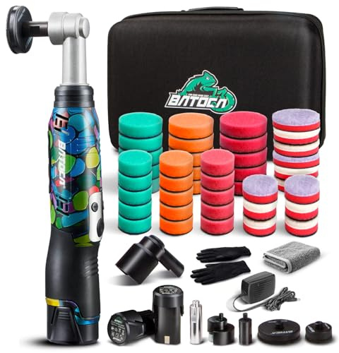 BATOCA S6 Cordless Mini Car Polisher Buffer Sander Dual Action & Rotary | Polishing Machine Orbital DA For Detailing Polish with 2x 2.0Ah Battery 6-Speed 1000-5000RPM 1Inch 2Inch Polishing Pads Kit