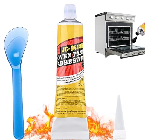 Hitzebeständiger Kleber 100ml Hochtemperaturkleber, Feuerfester Backofen Kleber Ofenkleber Hitzebeständig Hohe Temperaturbeständigkeit für Ofen Induktionsherd Mikrowelle Schwarz mit 1 Spatel