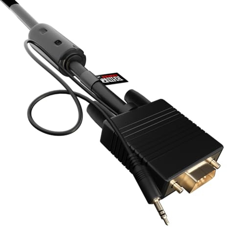 Rhinocables Cable VGA con Audio Jack estéreo de 3,5 mm Combinado para SVGA Monitor y Altavoces de Sonido Varias Longitudes (10m)