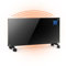TRINITI Stufa Elettrica Basso Consumo Termostato, Potenza Regolabile, Elegante VETRO TEMPERATO, Display LED, Timer, Silenzioso, Sistema Protezione Sicurezza Multiplo, Ruote + Montaggio a Parete NERO