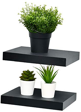 WELLAND Set of 2 Floating Shelves Wall Mounted Shelf, for Home Decor with 8 Deep (Black, 10 inch)