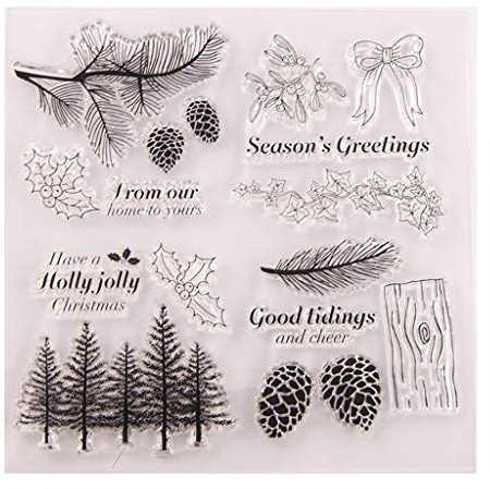 ECMQS Baum Tannenzapfen DIY Transparente Briefmarke, Silikon Stempel Set, Clear Stamps, Schneiden Schablonen, Bastelei Scrapbooking-Werkzeug