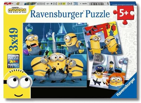 Ravensburger Kinderpuzzle - 05082 Witzige Minions - Puzzle für Kinder ab 5 Jahren, mit 3x49 Teilen