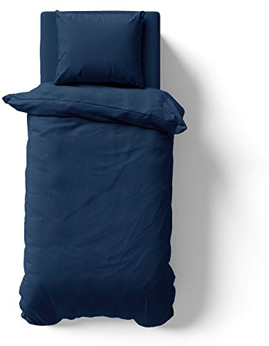 Alreya Mako Satin Bettwäsche 135 x 200 cm mit Kissenbezug 80 x 80 cm - 100% Baumwolle mit Reißverschluss, Superweiches Bettbezug, Oeko-TEX® Standard Zertifiziert, Blau