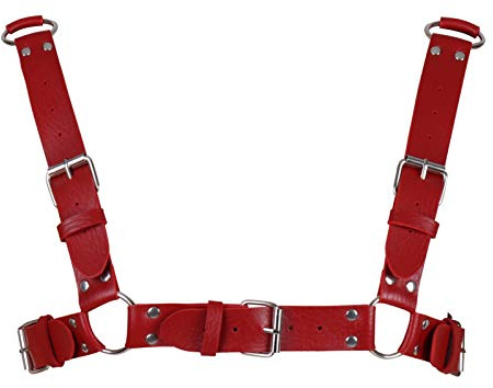 Arnés de piel para hombre, correa de pecho punk, cinturón ajustable, gótico, para carnaval, baile, accesorios, Rojo vino, Talla única