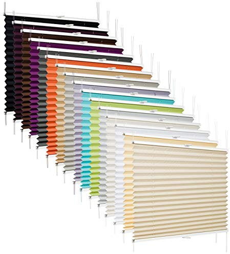 deko-raumshop Klemmfix Plissee Rollo Faltrollo ohne Bohren für Fenster und Tür mit Klemmträger Blickdicht Sonnenschutz Jalousie Faltenvorhang viele Größen und Farben (35 x 220 cm, Türkis)