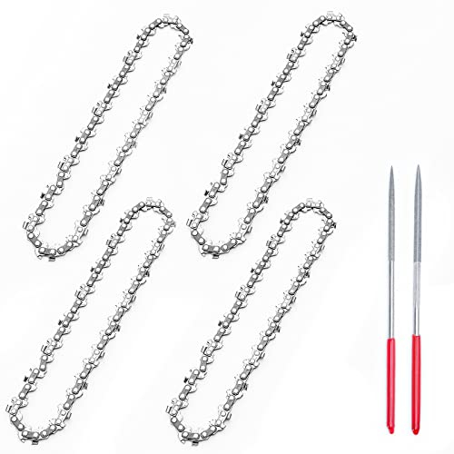 SEESII 6 Inch Chainsaw Chain 4 Pack with Sharpening Kit – 1/4 LP .043 Gauge 36 Drive Links, Compatible with SEESII 334411 6-inch, SINPY MNCS-118, Supstable 6C12S, WITKID, and More