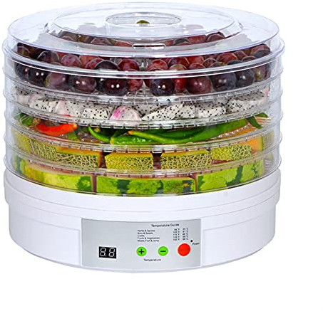 Máquina deshidratadora de alimentos 5 bandejas con control de temperatura del temporizador, secador de alimentos para frutas, carne, carne seca, hierbas