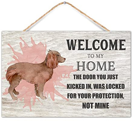 Hunde-Zitat Welcome to My Home Veranda, Wanddekoration, Tierhundeliebhaber, Geschenke Willkommen Haustürschild, rustikales Holzschild, Einweihungsgeschenke, 30,5 x 20,3 cm