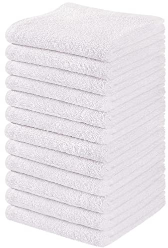 Towel and Linen Mart 100% Cotton - Wash Cloth Set - Flannel Face Cloths, Highly Absorbent and Soft Feel Fingertip Towels (White, Pack of 12)