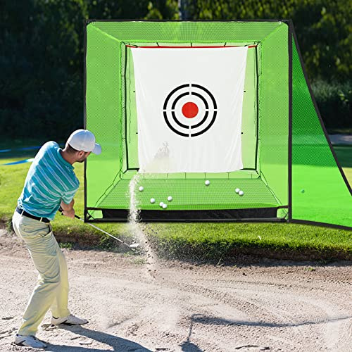 KAIDIDA Golfnetz Käfig 210x210x210cm: Golf Übungsnetz mit schwerem Eisenrahmen, Zieltuch und Bodenheringen für Garten Indoor