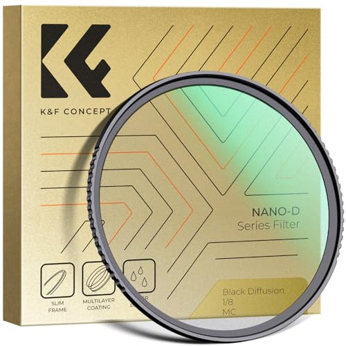 K&F CONCEPT Nano-Dazzle Filtro Black-Mist 1/8 Filtro de Niebla Negra de Vidrio Óptico para Suavizador de Retrato Imagen y Vídeo para Objetivo 82mm