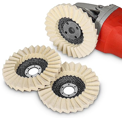 SI FANG Lot de 3 disques à lamelles en feutre de 125 mm - Pour meuleuse d'angle, verre, marbre, acier inoxydable