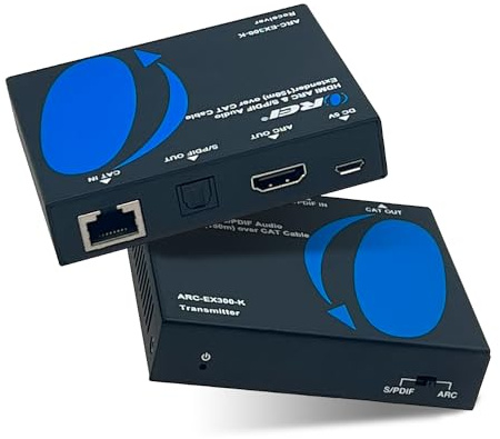 OREI Audio-Extender über Cat6 91,4 m ARC & S/PDIF, CEC, PCM 2.0, Dolby 5.1 | HDMI zu Cat6 Konverter, Cat6 zu HDMI Konverter - 91.4 m Audio Extension, CEC, DTS 5.1, Plug & Play, Metallgehäuse