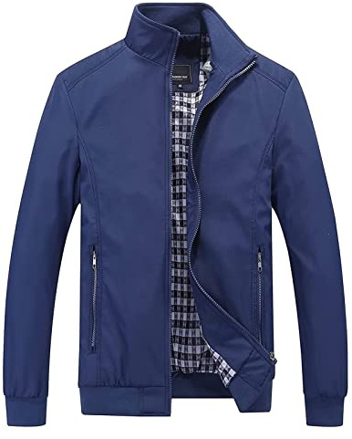 Bomberjacka herr lätt blouson sommarjacka midjeband innerficka sommar höst bomberjacka herr fritidsjacka (Color : Blue, Size : XXL)