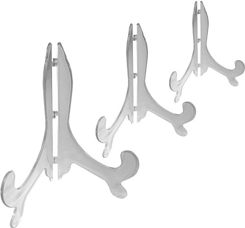 Cavalletto in plastica trasparente, espositore pieghevole per piatti, supporto decorativo per piatti piccoli per esporre foto, album, menù, carte, dimensioni piccole da 7,6 cm a 15,2 cm, confezione da