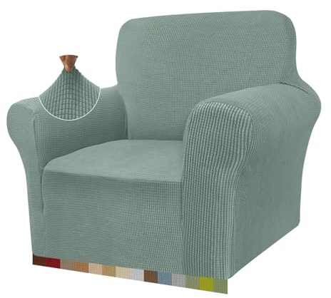 Granbest High Stretch Sofabezug Moderne Sofaüberwurf Jacquard Elastische Sofahusse für Wohnzimmer Protector für Hunde Haustiere (1 Sitzer, Avocado Grün)