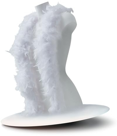 Runesol Boa Piume Bianco, 50 gr Piume di Tacchino, 1,8 m, Boa di Piume per Feste, Addio al Nubilato, Accessori Festa, Piume Colorate, Piume Decorative, Feather, Burlesque, Parate LGBT