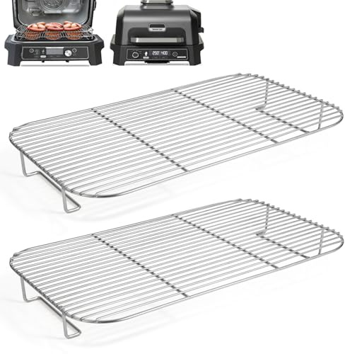2-teiliges Edelstahl-Rack-Set für Ninja XSKRSTRKXL Woodfire OG800 und OG900 Serie, Grillrost-Zubehör für Ninja OG850 OG951 Woodfire Pro XL Outdoor Grill & Smoker