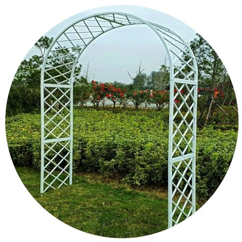 Arco de jardín de metal resistente para plantas trepadoras, soporte de grandes arcos de boda con enrejado, pérgola, cenador negro/blanco, 150 x 230 cm (ancho x alto 180 x 250 cm)