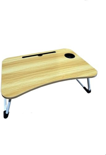 Mesa Plegable, Bandeja para Cama Ideal para Desayuno, Portátil, Ordenador y Libros, Ergonómica, Mesa Auxiliar con Atril para Leer en la Cama 60x40x26 cm. (Nogal)