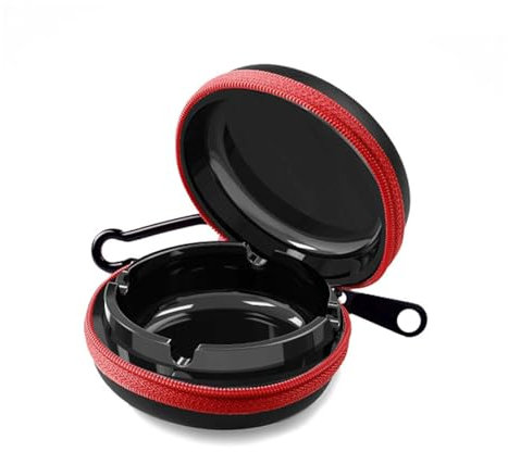 FEMONGY taschenaschenbecher geruchsdicht, reiseaschenbecher, taschen aschenbecher, taschenaschenbecher für unterwegs, Lässt sich leicht öffnen, großes Fassungsvermögen, geeignet für Reisen (Schwarz)