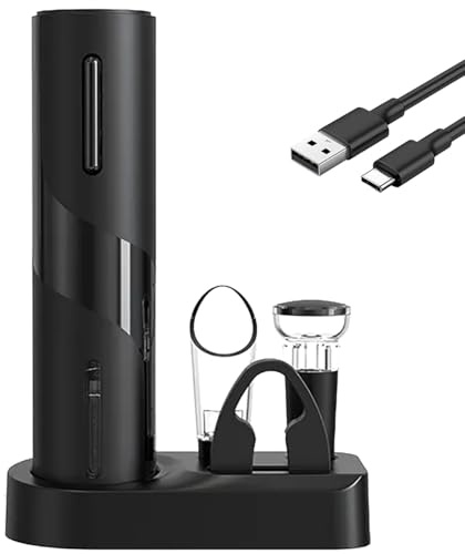 Automatic Electric Wine Opener Set – USB Rechargeable Corkscrew with Aerator, Foil Cutter & Vacuum Stopper, Cordless Wine Bottle Opener for Easy Wine Opening, Perfect Gift for Wine Lovers & Parties