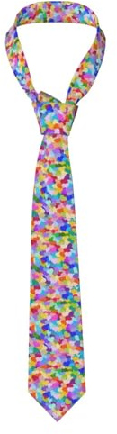 Tcoay Modische Krawatten für Herren, Business-Krawatten, Slim Fit, Krawatten für Weihnachten, Hochzeit, Business, Party, Krawatten,Regenbogen-Herz-Konfetti