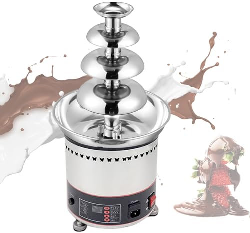KELUNIS Fuente De Chocolate Grande De 4 Niveles Y 6,6 Libras MáQuina De Fondue De Chocolate Con Recipiente ExtraíBle FáCil De Limpiar Para PanaderíAs Fiestas Reuniones Y Bodas,Plata