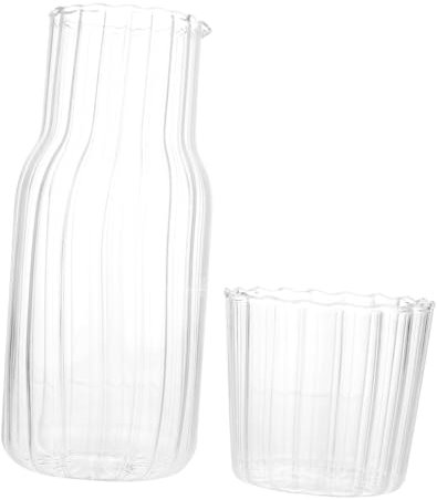 DONFAMDS 1 Impostato bollitore con coperchio Tazzine da caffè brocca per bevande borraccia chilly bicchiere tumbler caraffa ispessita bollitore per il raffreddamento dell'acqua Transparent